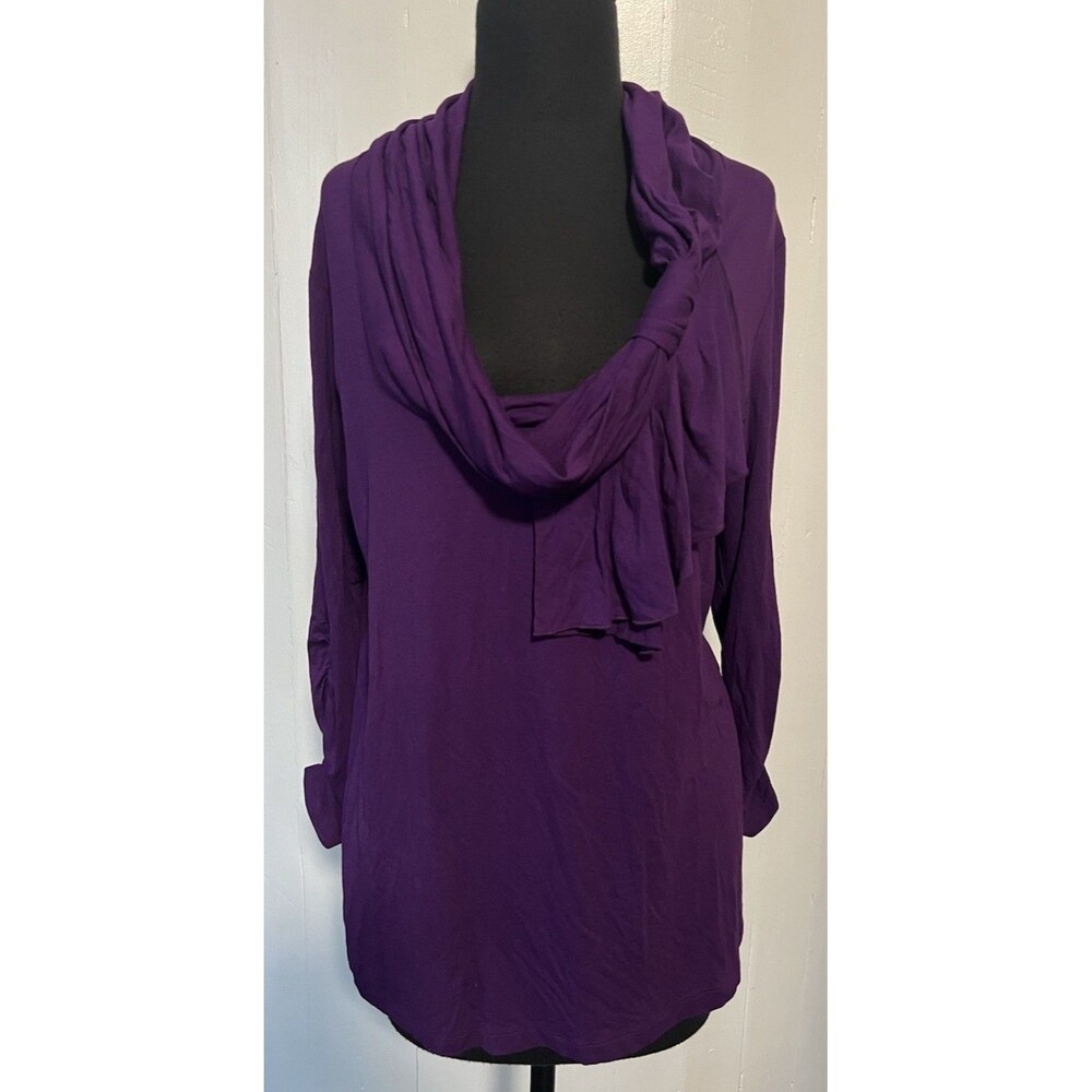 New York & Company Sweater Women's XL Long Sleeve Round Neck Purple Casual - Picture 2 of 10